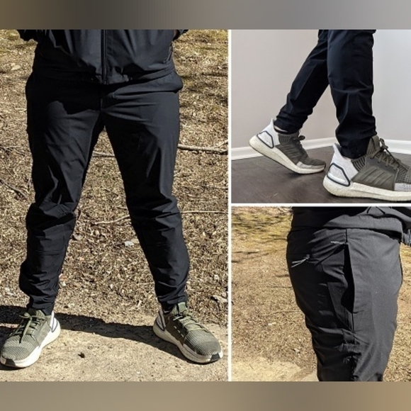 BR STANDARD Black Zippered Ankle Motion Tech Joggers Pants Size Medium - Picture 1 of 7